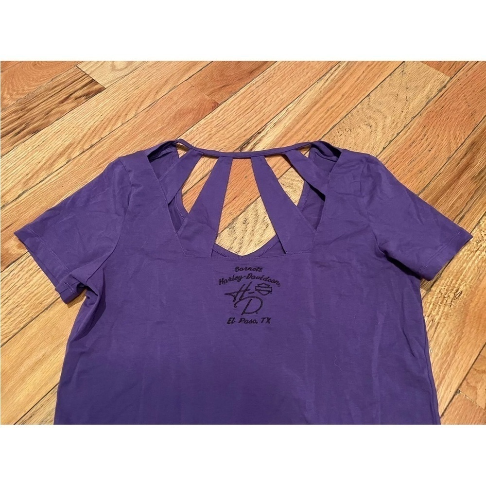 Harley Davidson Purple Cut Out T-Shirt El Paso Texas Women’s Size Large Y2K - Picture 5 of 12